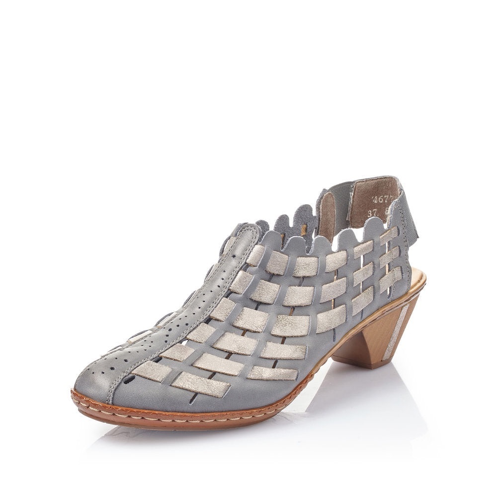 Rieker Antistress 46778 Sina Woven Leather Slingback Shootie/Shoe |Color: Grey🩶 - Picture 3 of 14